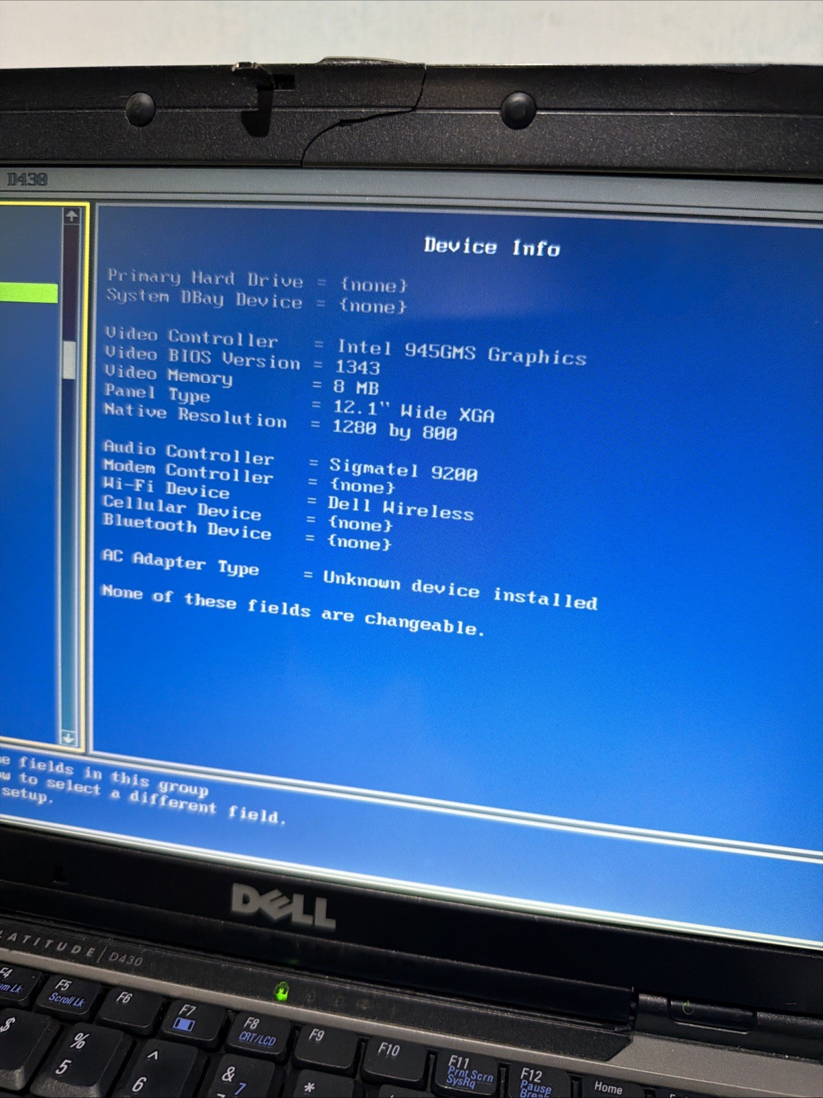 Dell Latitude D430 12″ Laptop Core 2 Duo 2gb Ram No Drives Boots Bios NO P/S