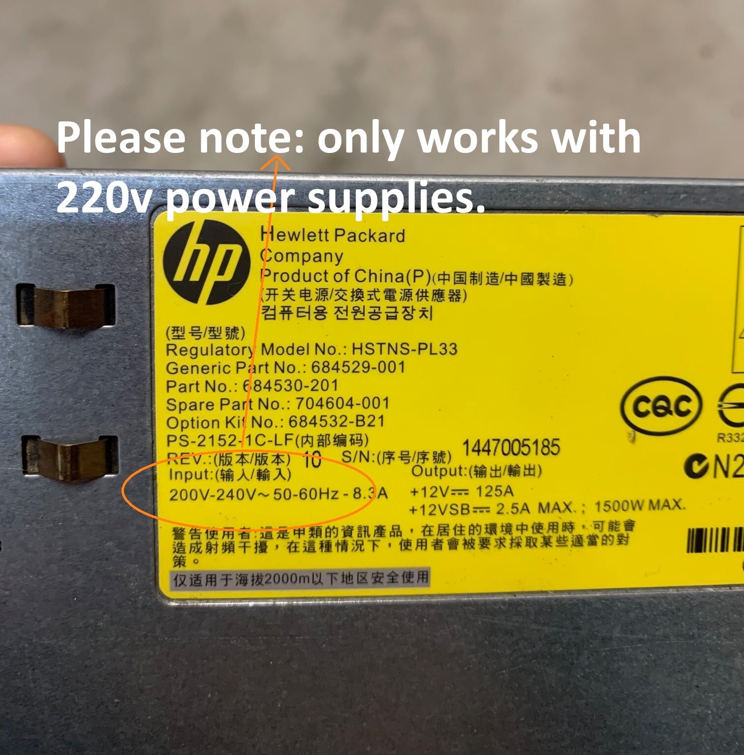 Lot Of 4 – HP 1500W Power Supply Miners Etc 684529-001 HSTNS-PL33 Platinum Plus