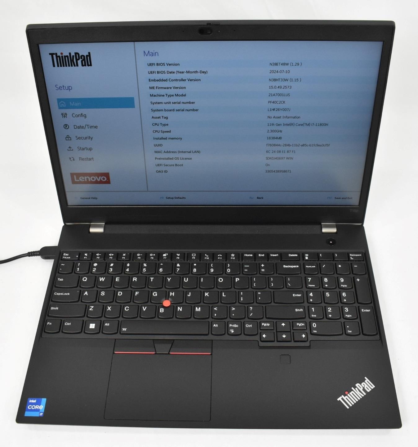 Lenovo ThinkPad T15p Gen 2 Laptop i7-11800H 2.3GHz 16GB 512GB SSD No OS GTX 1650