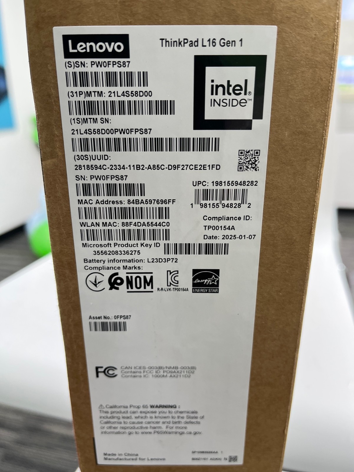 Lenovo ThinkPad L16 Gen 1 – 16″ Core Ultra 7 165U V Pro 16GB / 1TB SSD W11 Pro