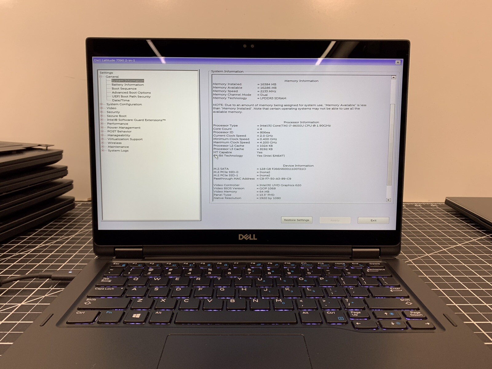 Dell Latitude E7390 Touch 13.3” Core i7-8650U @ 1.90 GHz | 128GB, 16GB | #T541