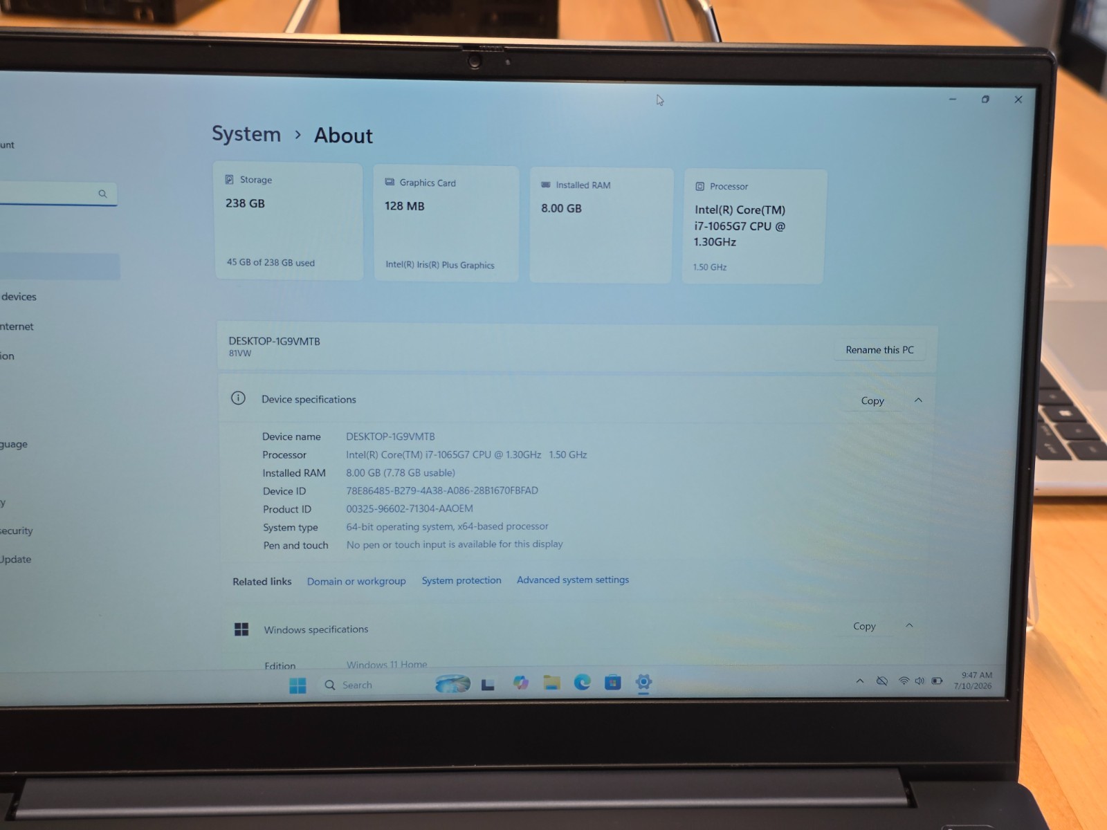 15″ Lenovo IdeaPad S340-15IL – i7, 8GB, 256GB NVMe M.2 SSD | W11 Rdy!!