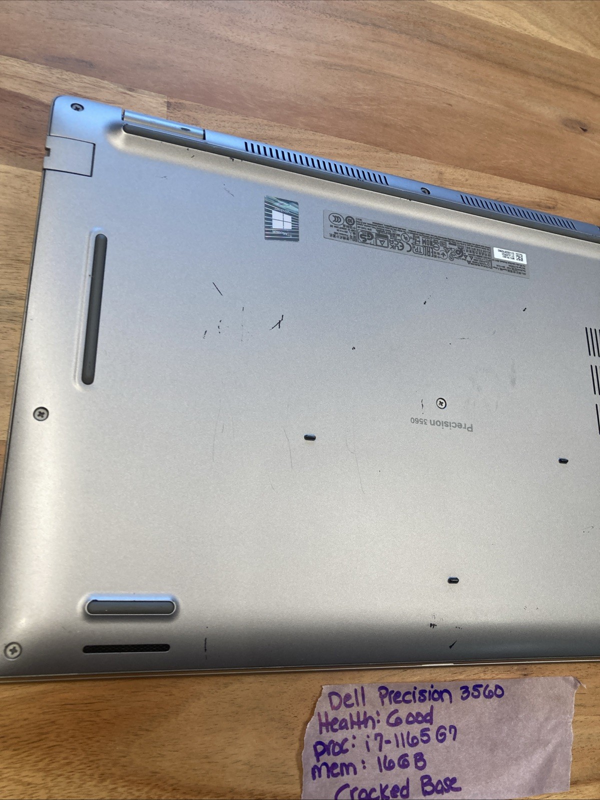 Dell Precision 3560 i7-1165G7 16GB RAM Quadro T500 Laptop (No HDD/OS/Adapter)