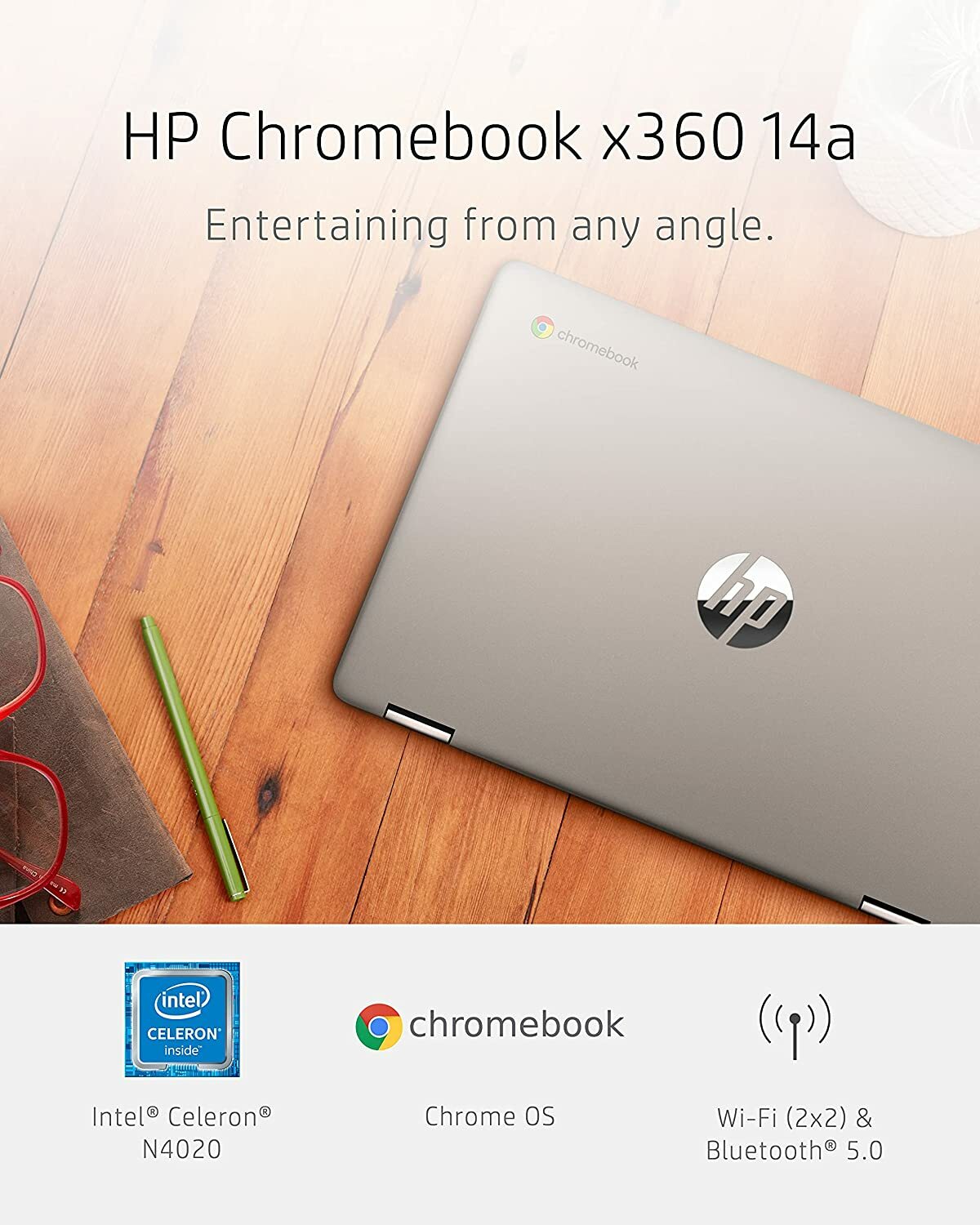 NEW HP 14a-ca0040nr x360 14 Laptop, Intel Celeron Processor, 4 GB RAM, 32 GB