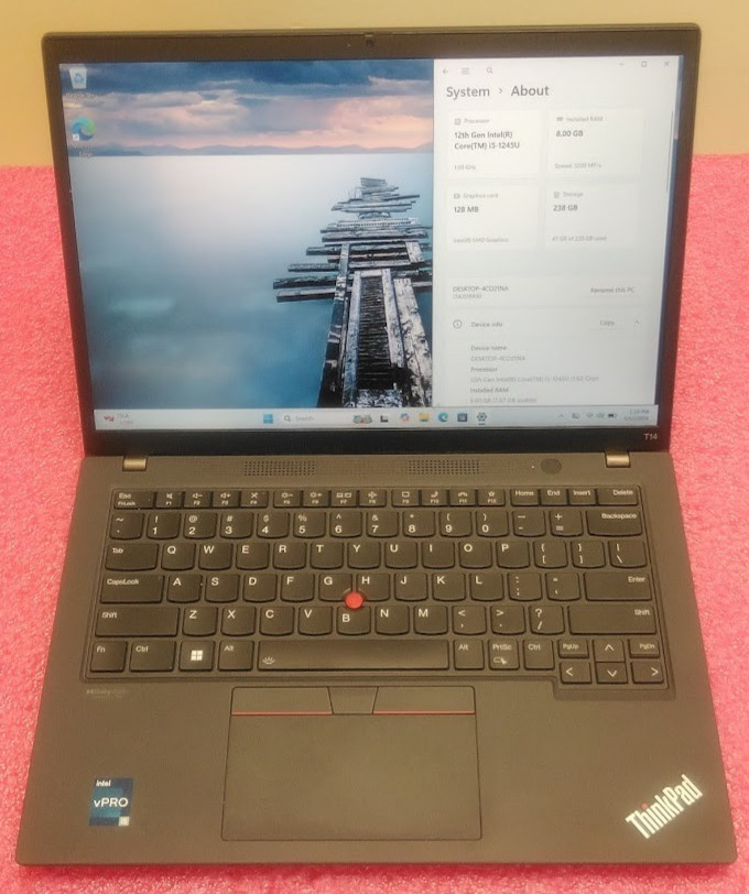 Lenovo ThinkPad T14s Gen 3 Laptop – i5-1245U – 8GB RAM – 256GB NVMe – Win 11