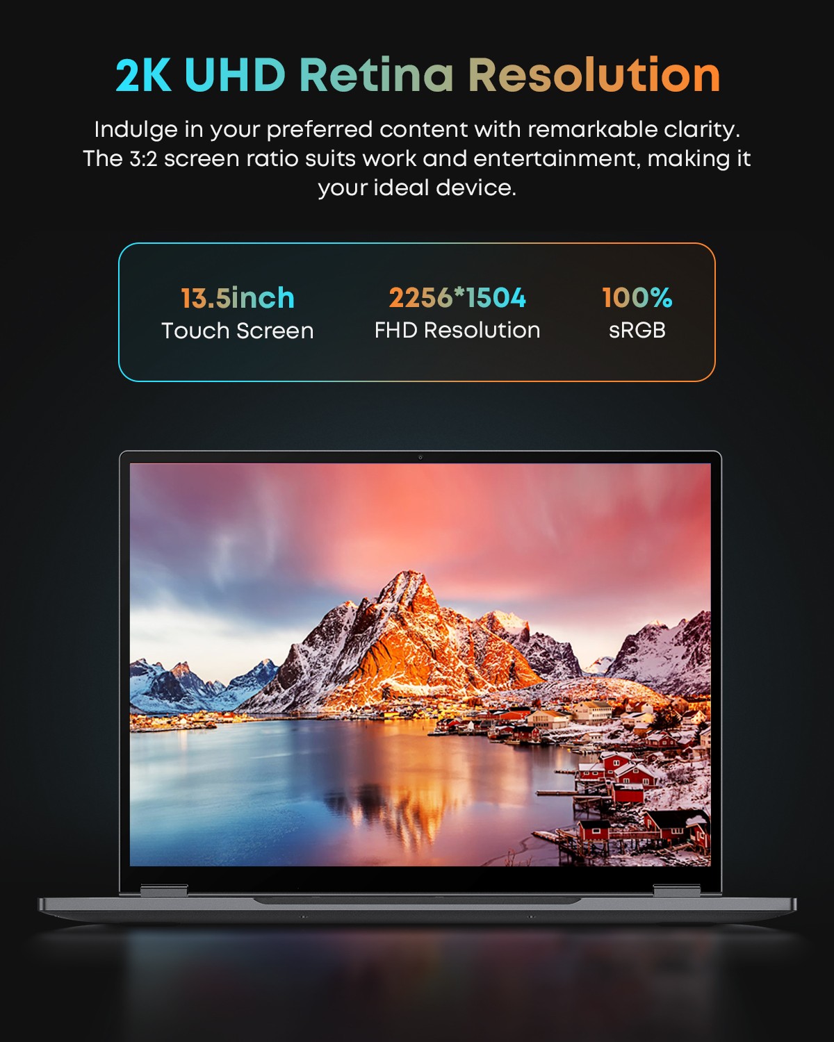 CHUWI FreeBook 2-in-1 Laptop 13.4″ 16GB/512GB, Intel N150, Win11 Touch, Backlit