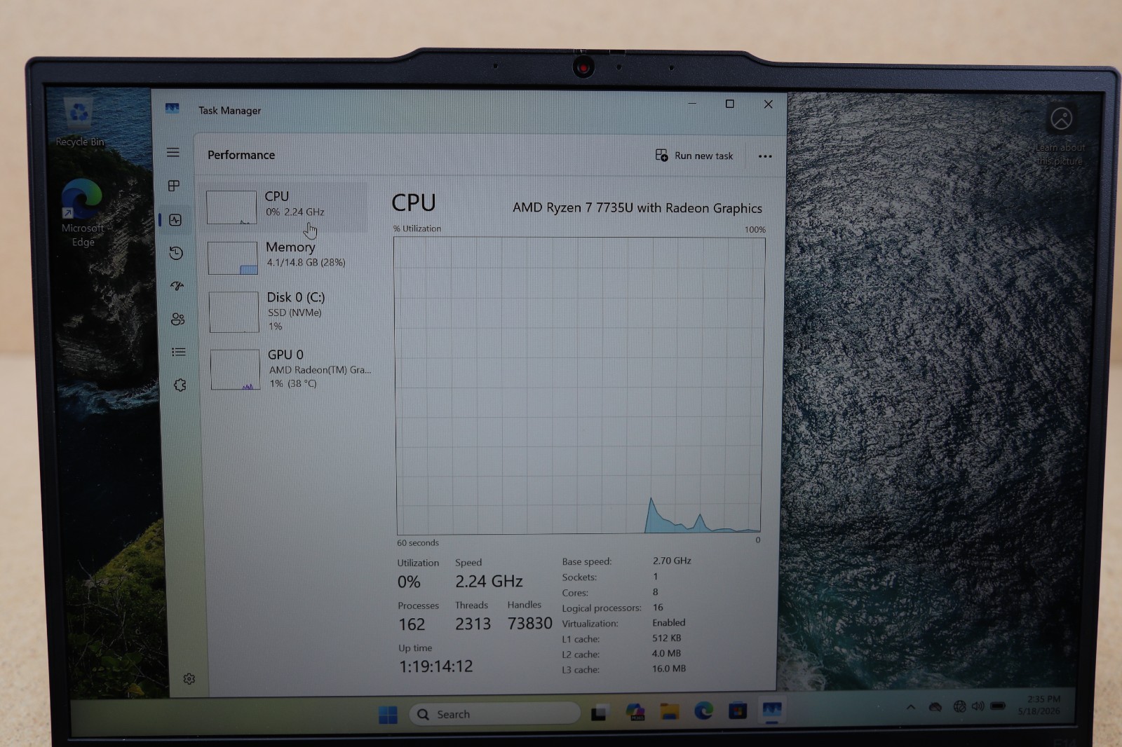 14″ Lenovo ThinkPad E14 Gen 6 (Touch) / Ryzen 7-7735U / 16GB / 512GB (286)