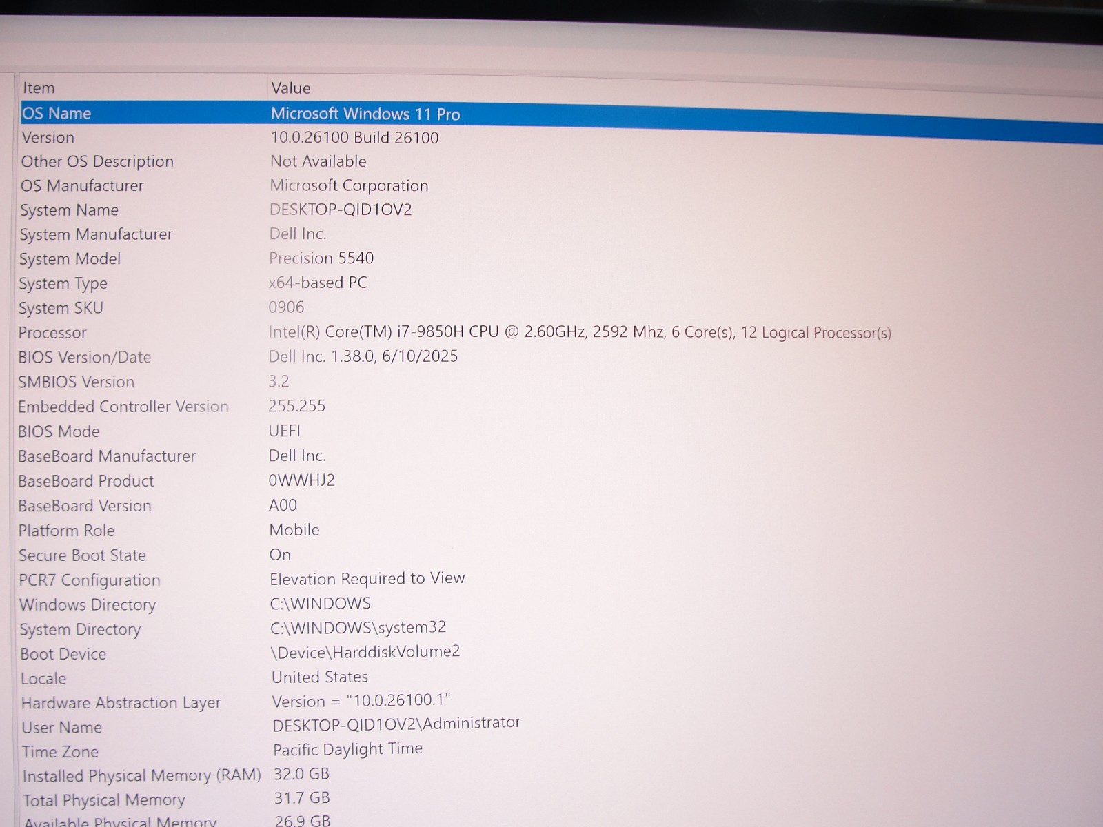 Dell Precision 5540 15.6″ FHD TOUCH i7-9850H 2.6GHz 32GB RAM 1TB SSD NV T2000