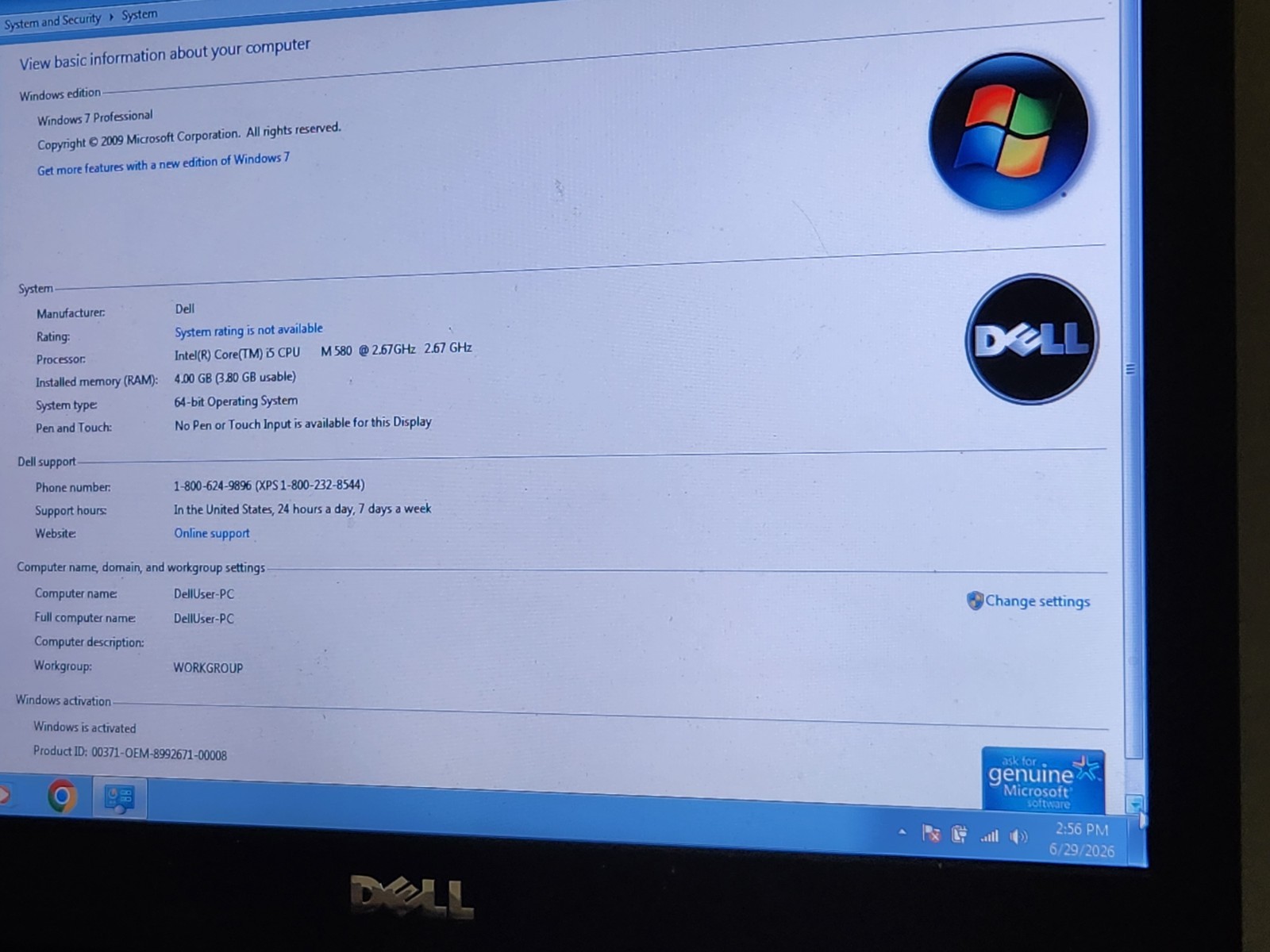 Clean Dell Latitude E5410/i5/M580@2.67Ghz/4GB/250GB/Wi-Fi/DVD/Win 7/Battery + AC
