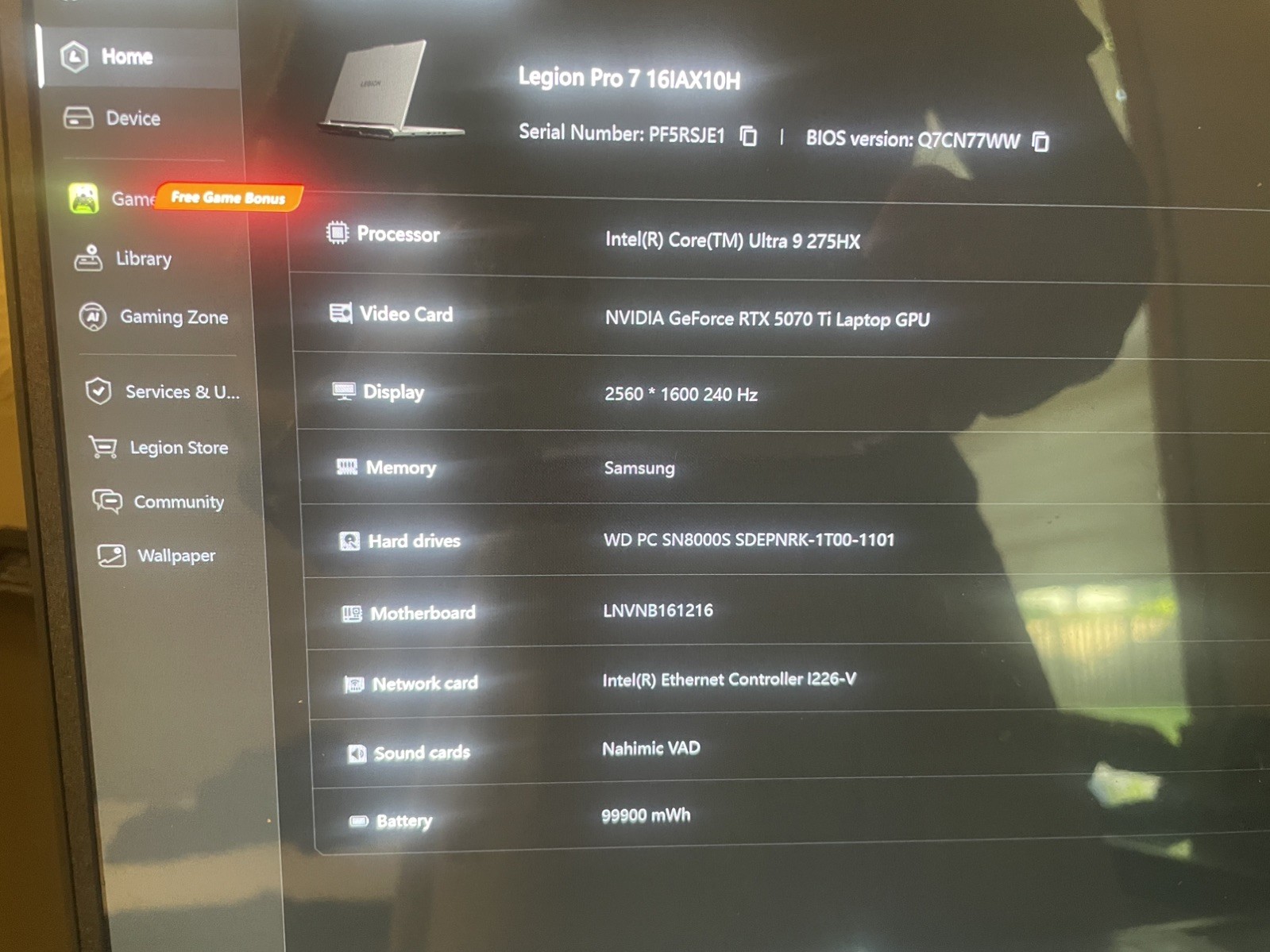 Lenovo Legion pro 7i Gen 10