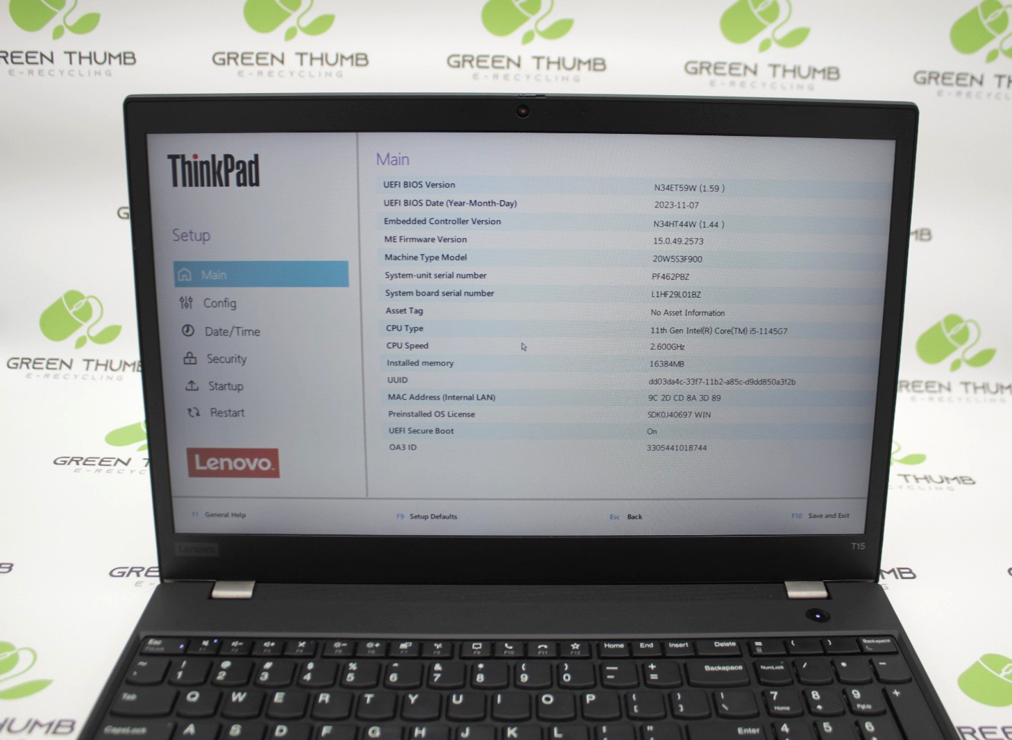 Lenovo ThinkPad T15 Gen 2 Laptop i5-1145G7 2.6GHz 16GB RAM NO OS NO SSD GRADE B