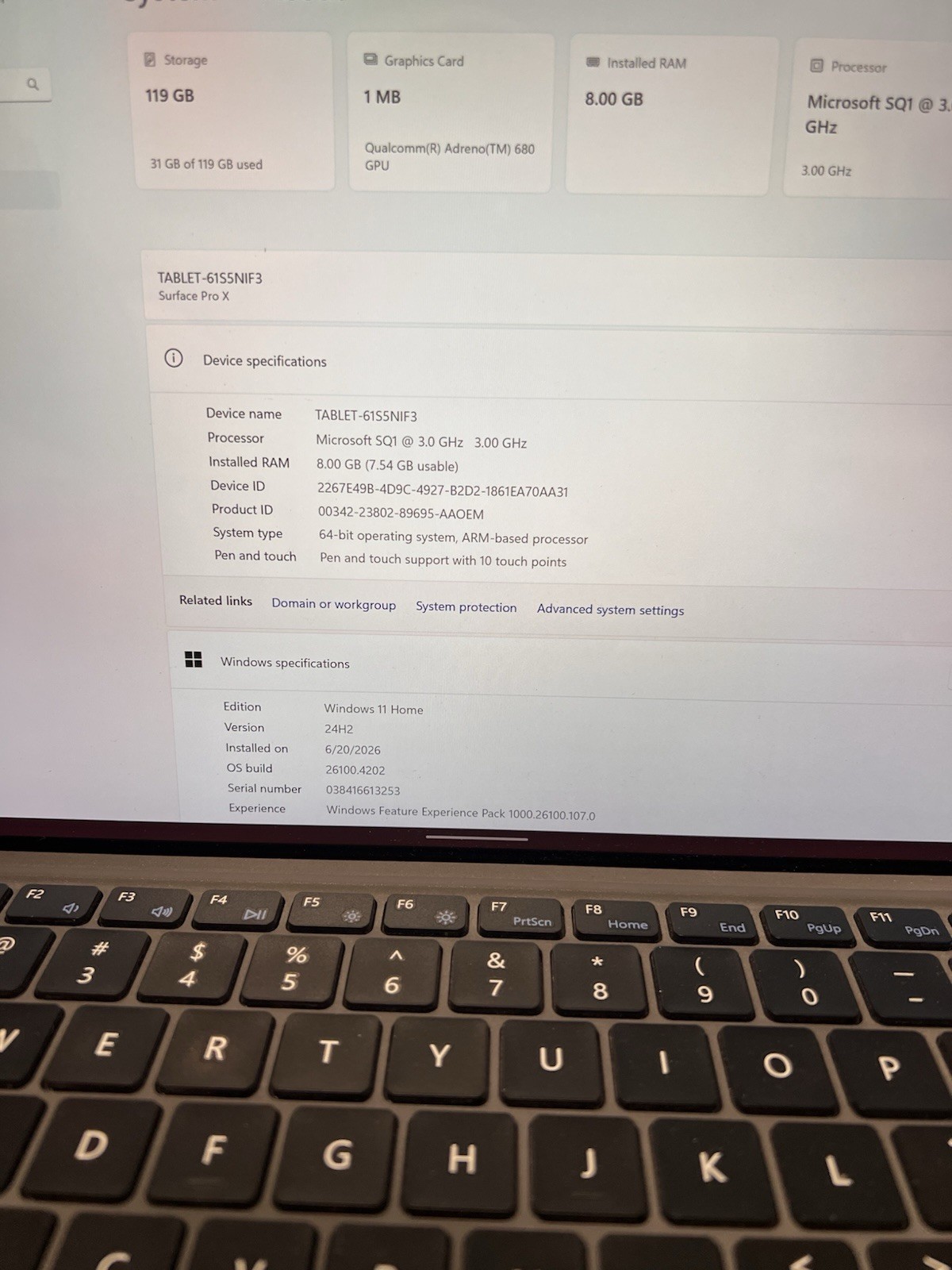 Microsoft Surface Pro X (Model 1876) w/ Finie Keyboard & Charging Block 128 G