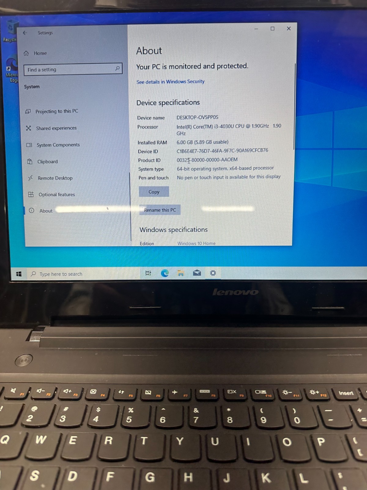 Lenovo G50-70 15.6” Laptop Intel i3-4030U 6GB RAM 500GB HDD Windows 10
