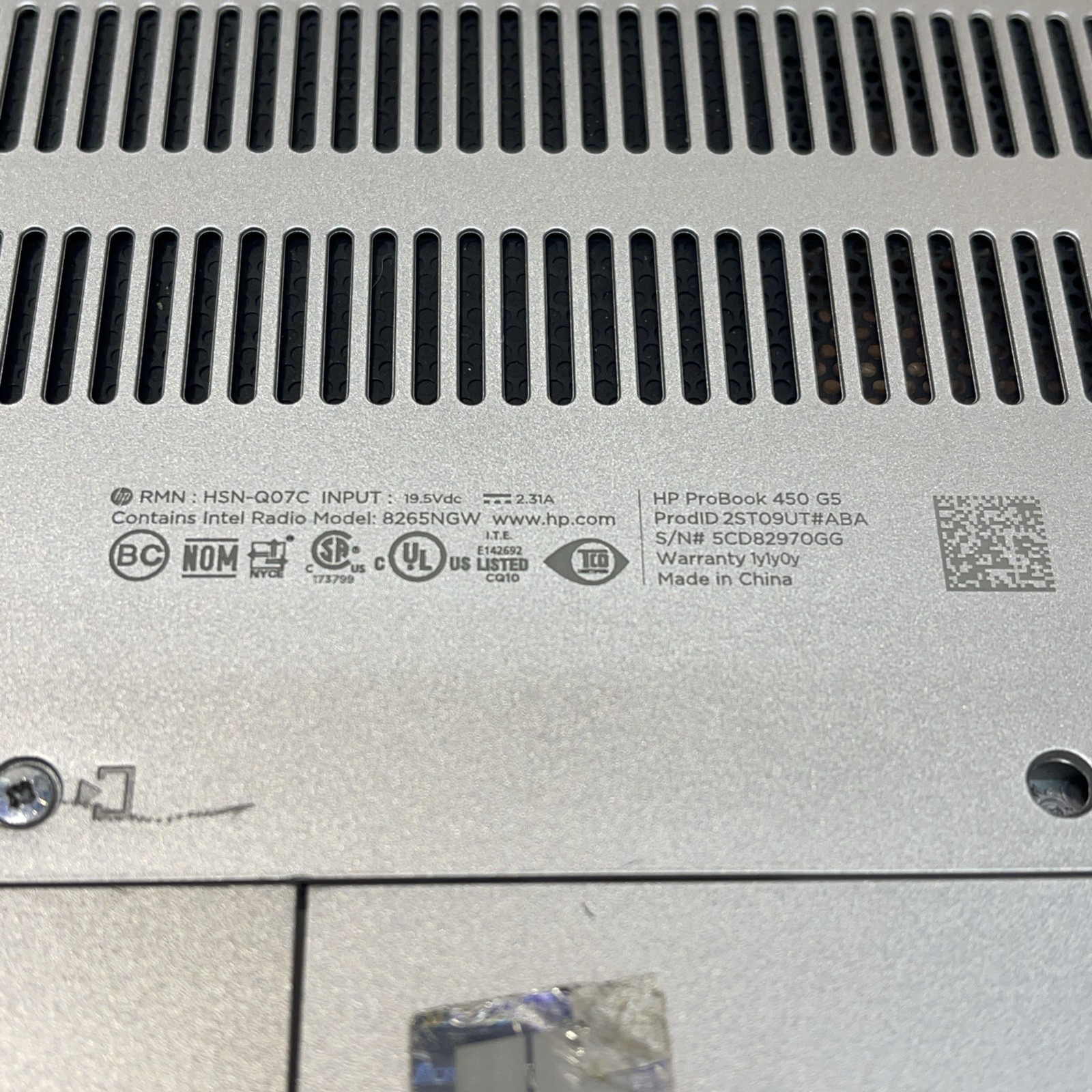 HP ProBook 450 G5 LCD Screen with Chassis Battery No Motherboard Read