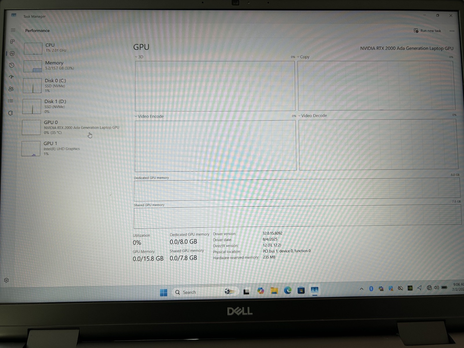 LAPTOP Dell Precision 7680 16″ Core i7-13850HX 16GB RAM 1TB SSD RTX 2000 Win 11