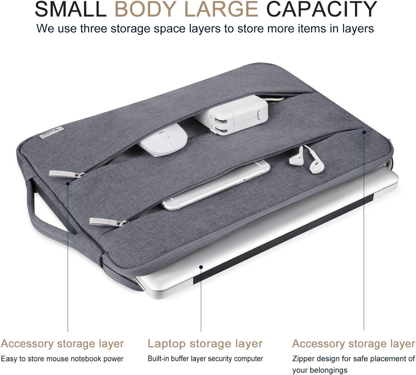 Grey Laptop Sleeve Case for 15.6-16 Inch MacBook Pro 16 M1/M2/M3/M4 Max, Slim De