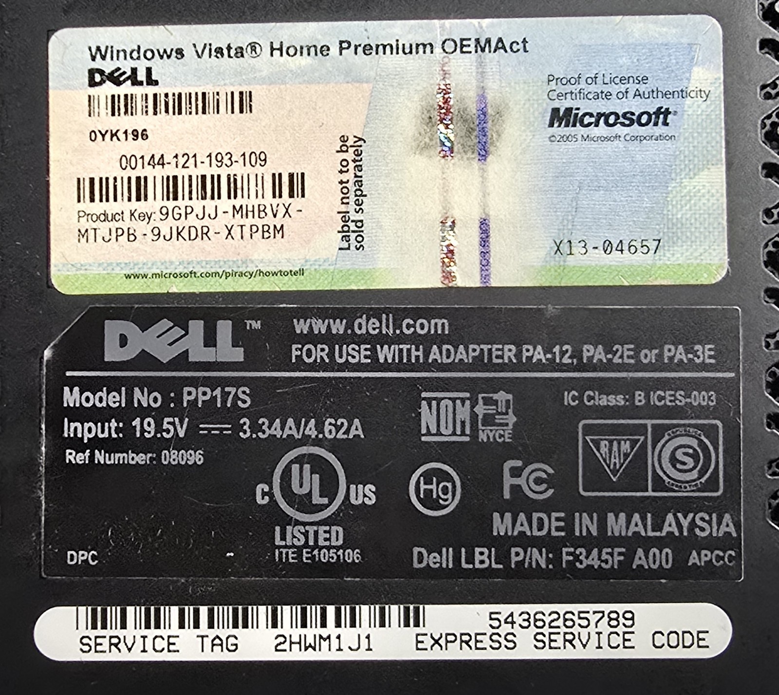 Dell Studio XPS 1340 Vintage Laptop- NO HD- BATTERY ISSUE- FOR PARTS OR REPAIR