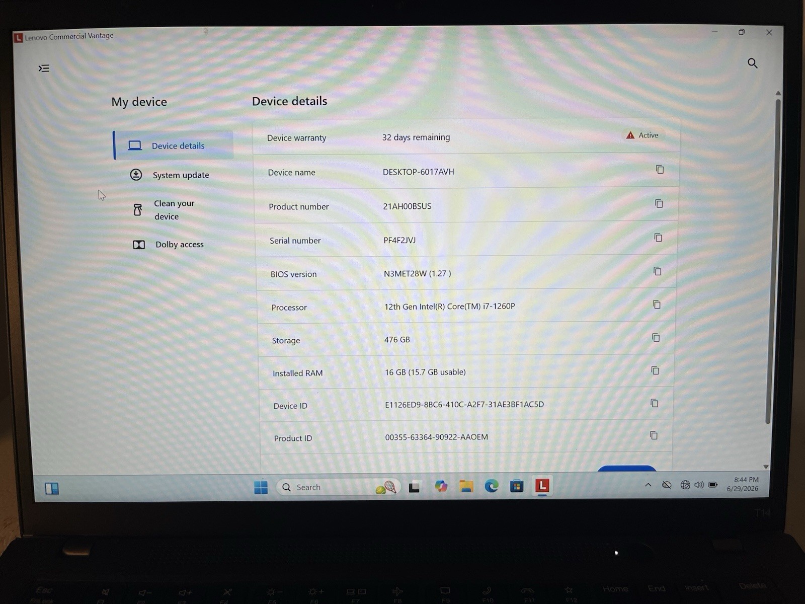 LENOVO ThinkPad T14 Gen 3 14″ WUXGA i7-1260P 2.1GHz Intel Iris Xe 16GB 500GB