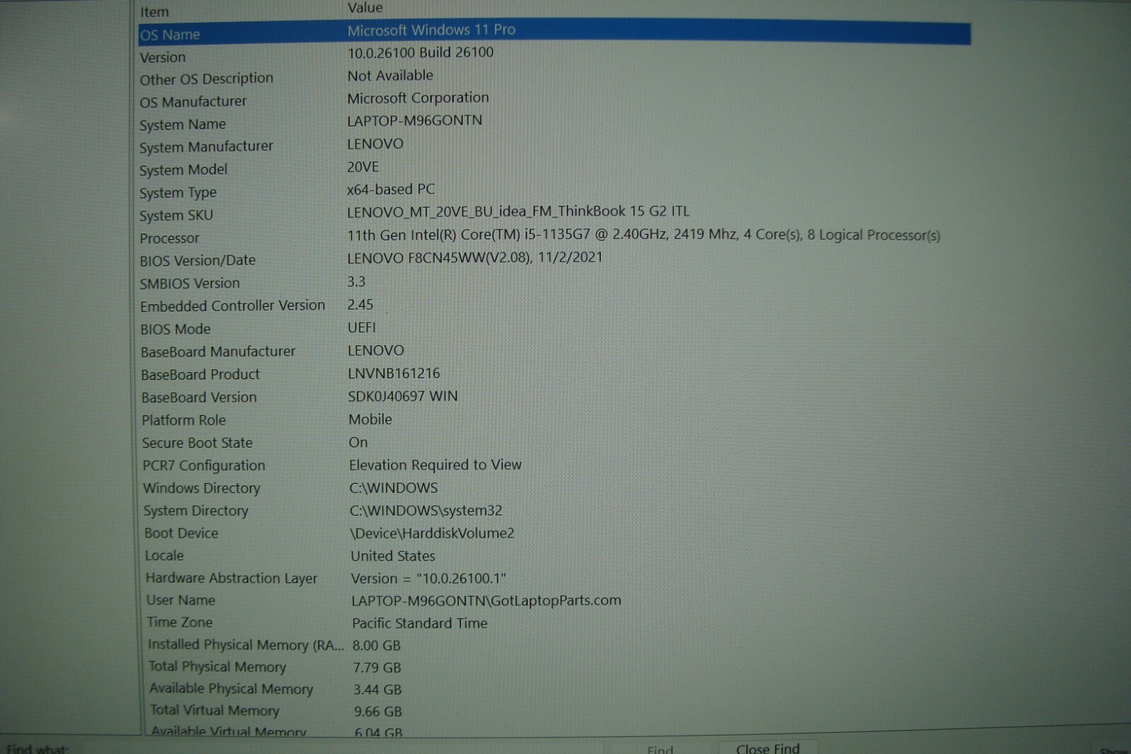 Lenovo ThinkBook 15 G2 ITL 15.6″FHD core i5-1135G7 2.4GHz 8GB 512GB 26 cycles