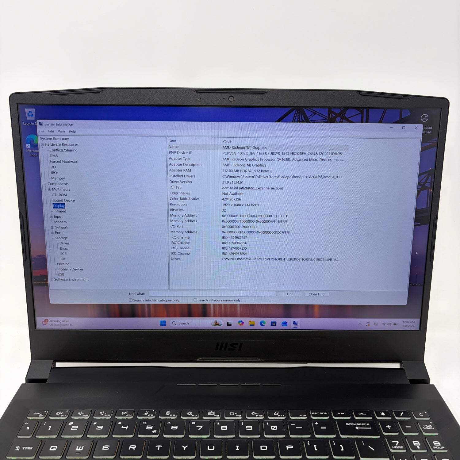 MSI Alpha 15 B5EEK 15.6″ AMD Ryzen 7 5800H 3.2GHz 32GB RAM 1 TB SSD