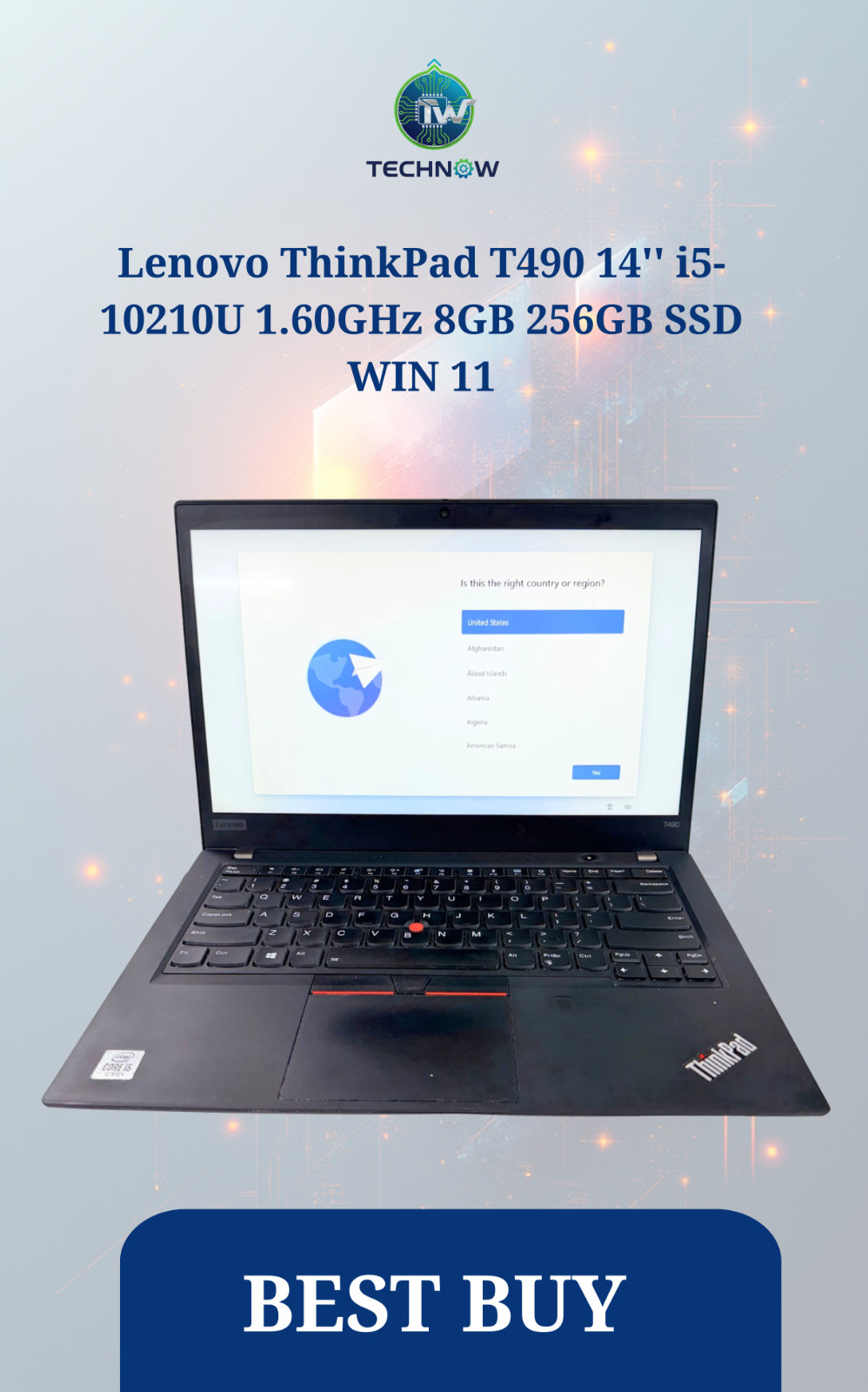 Lenovo ThinkPad T490 14” i5-10210U 1.60GHz 8GB 256GB SSD WIN 11