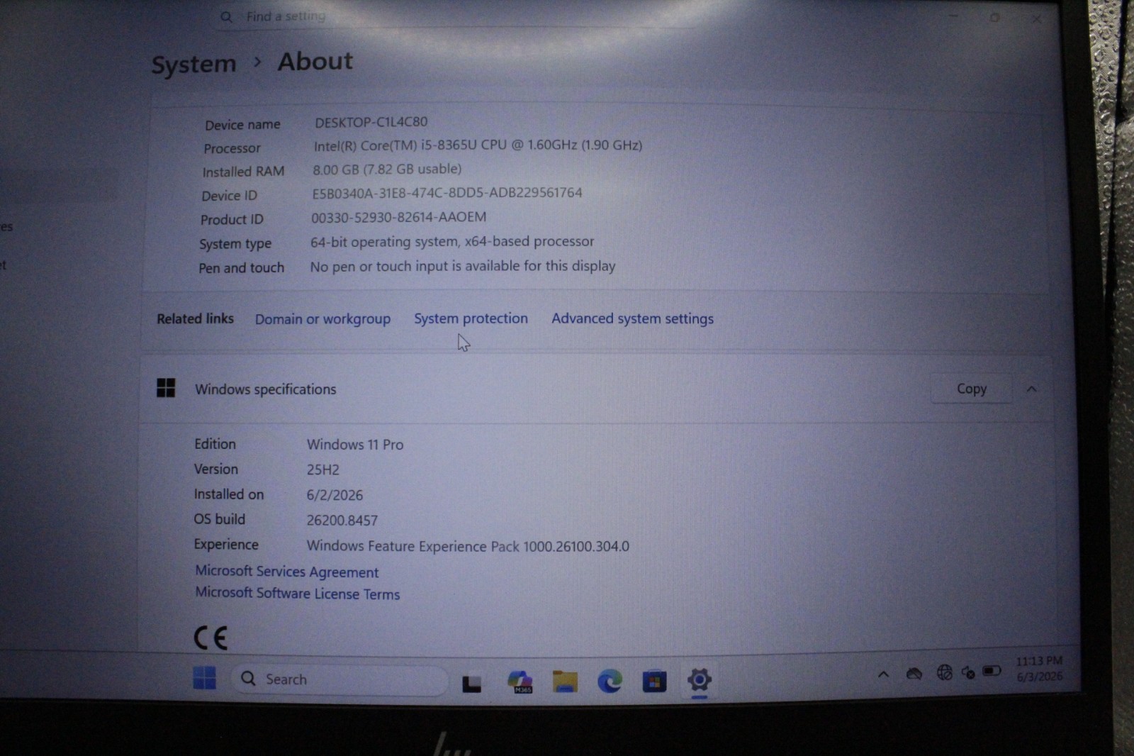 HP 840 G6 EliteBook 14″ (240GB SSD, Intel Core i5 8th Gen, 8GB RAM) Windows 11 P