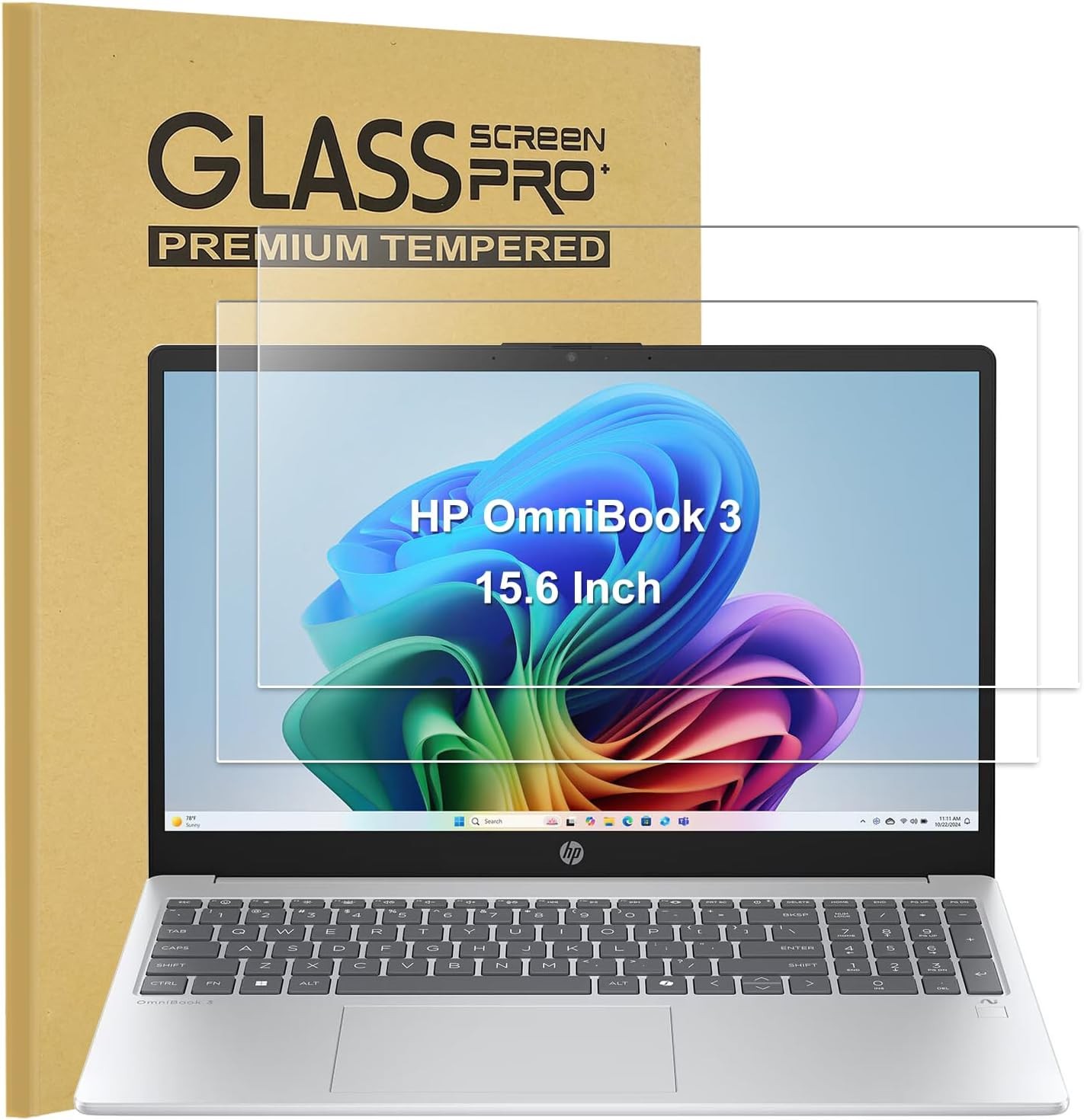 HP Laptop 15.6″ Tempered Glass Screen Protector for HP 250/255 G10, OmniBook 3,