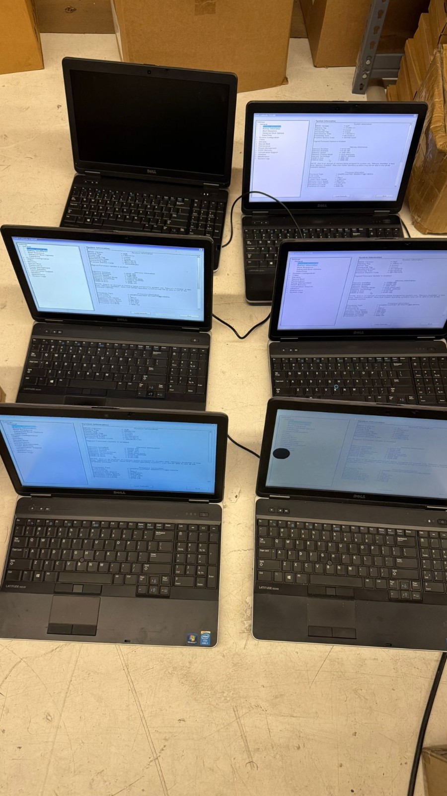 Lot Of 6 Dell Latitude E6540 Intel Core i7 4th Gen 8GB 128GB SSD Boots to BIOS