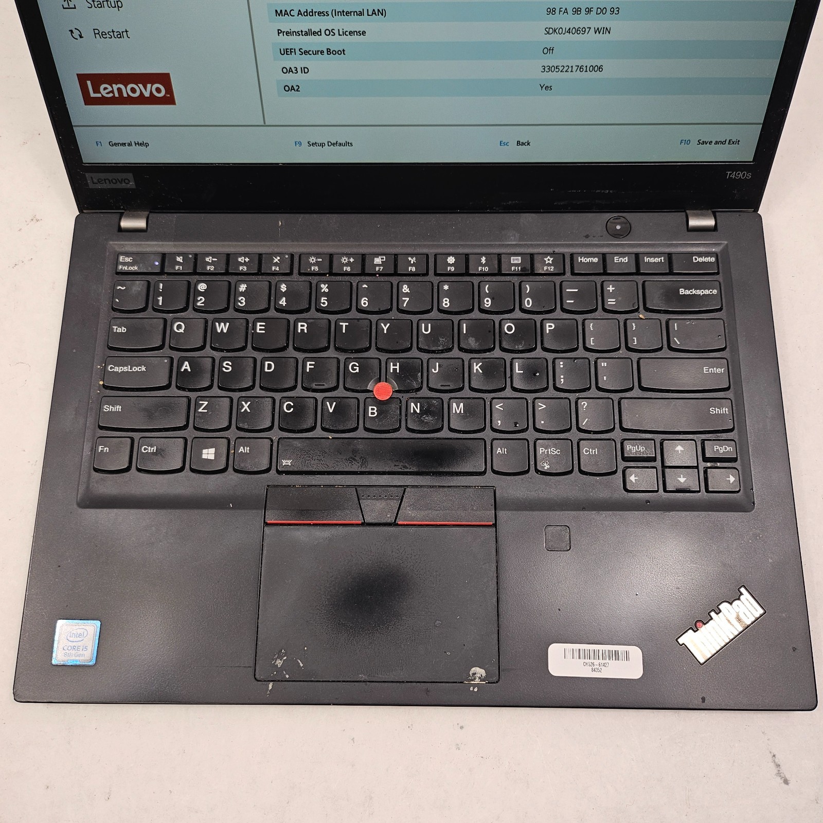 Lenovo T490s Laptop Intel Core i5-8265U 16GB RAM 512GB SSD No OS