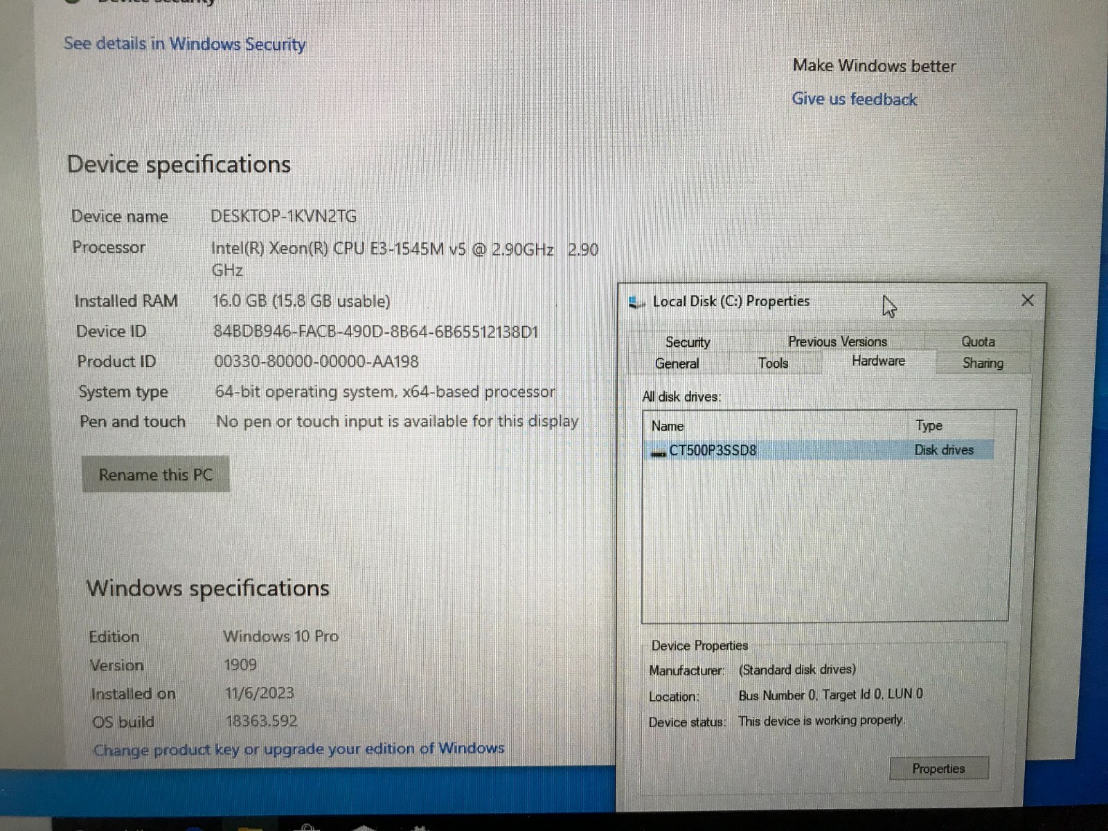 Dell Precision 7720 / 17.3″ / Xeon E3-1545M V5 2.9GHz / 16GB RAM / 500GB SSD