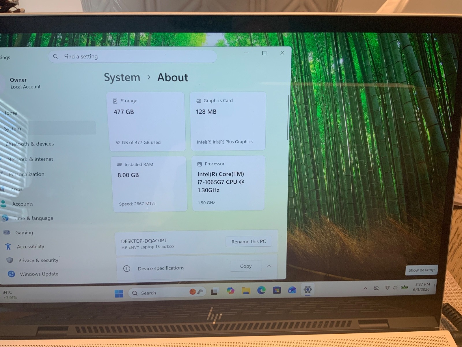 HP Envy 13-aq1013dx 3C311UA 13.3″ Touch Laptop, i7-1065G7/8GB/512 SSD/Win11 Home