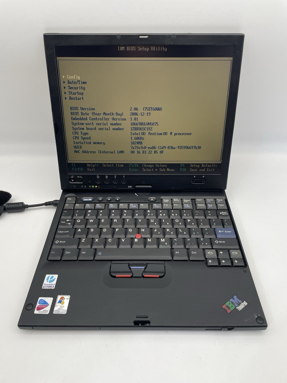 IBM ThinkPad X41 1866-9RU Intel Pentium M 1.6GHz 40GB HDD 12″ Tablet Laptop