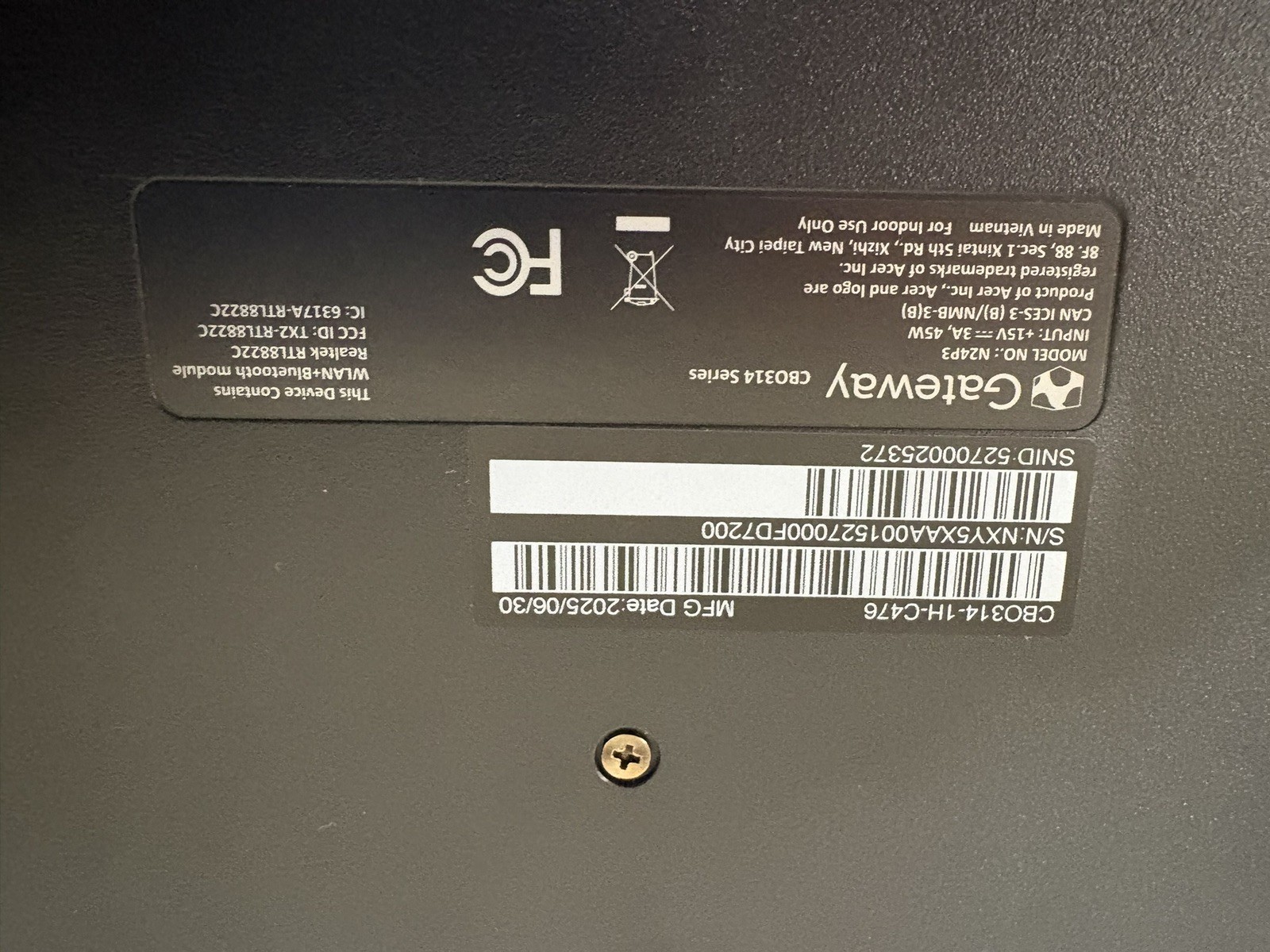 Acer Gateway Chromebook 314 Laptop 14” (CBO314-1H-C476) Black