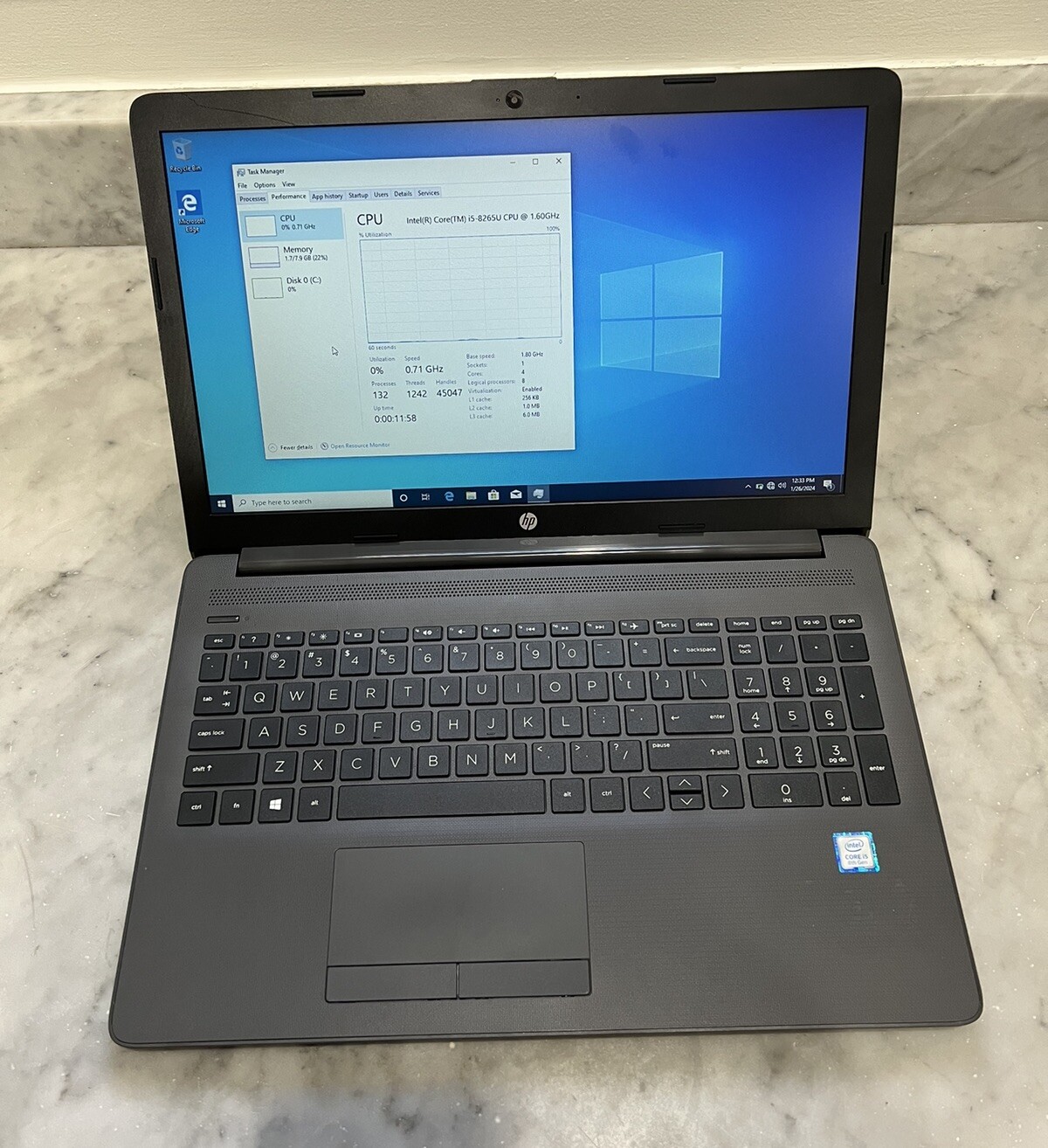 ✅ HP Notebook 250 G7 Intel Core i5-8265U 8GB RAM 256GB SSD Win 10 Pro CLEAN