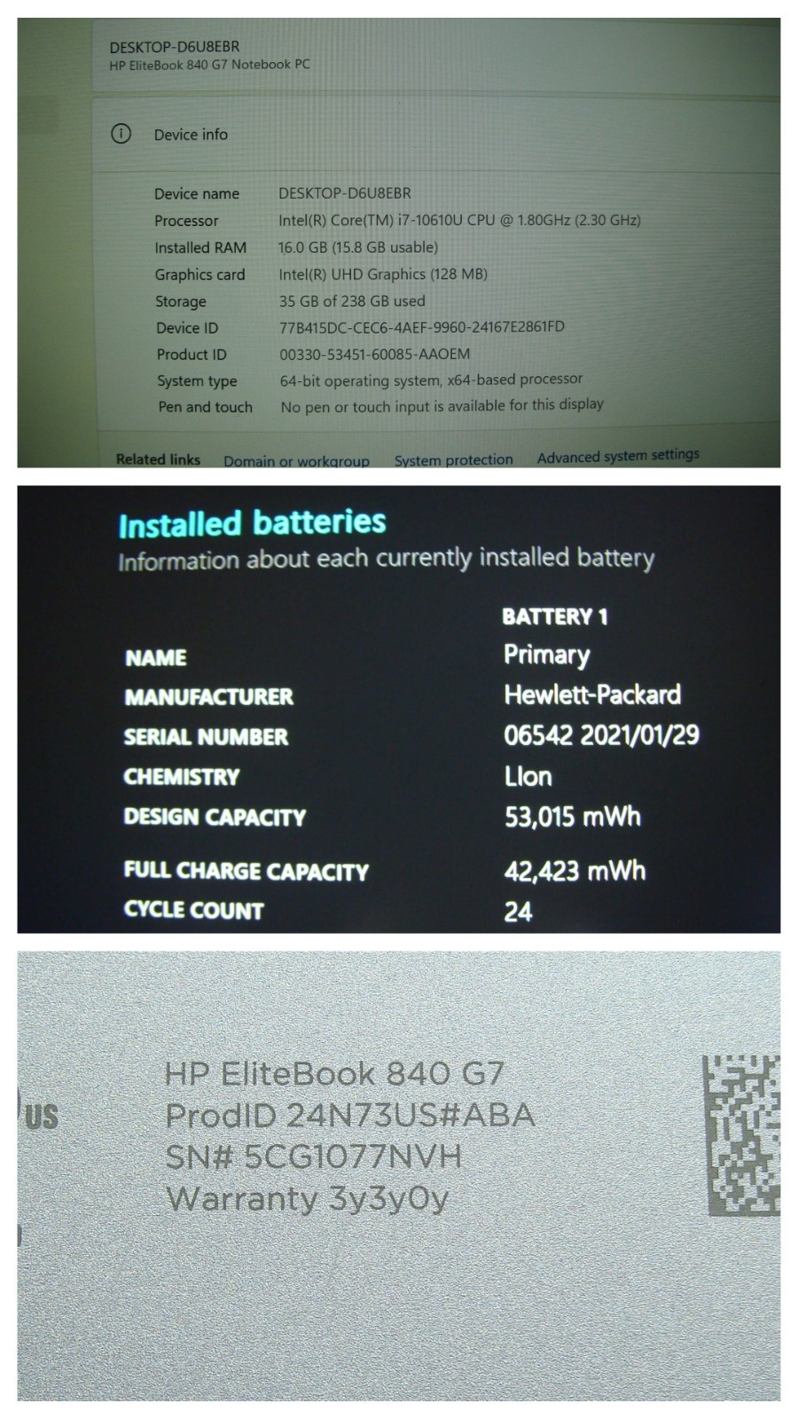 HP EliteBook 840 G7 14″FHD core i7-10610U 1.8GHz 16GB RAM 256GB SSD Win 11 Pro