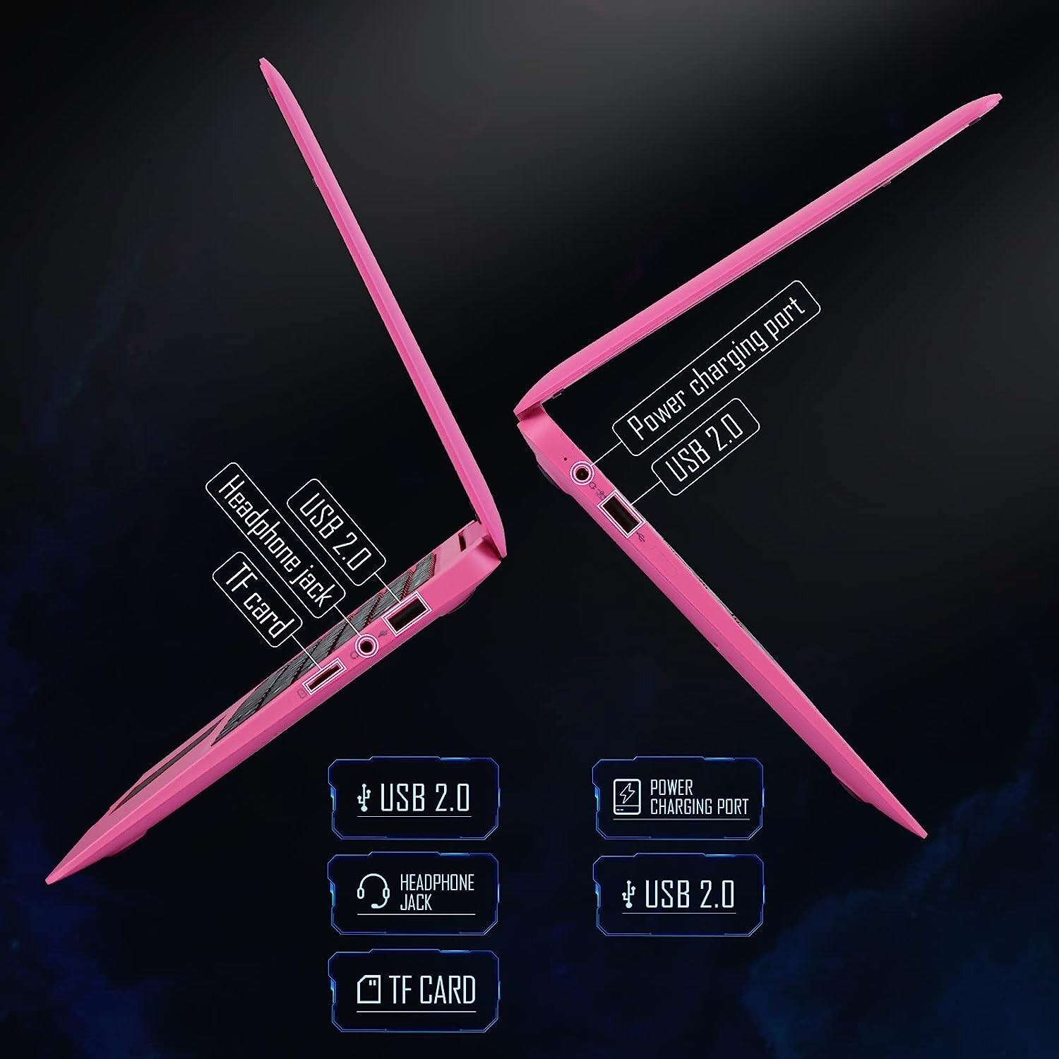 Laptop 10.1” Quad Core Android 12.0 Lightweight Mini Netbook PC computer pink