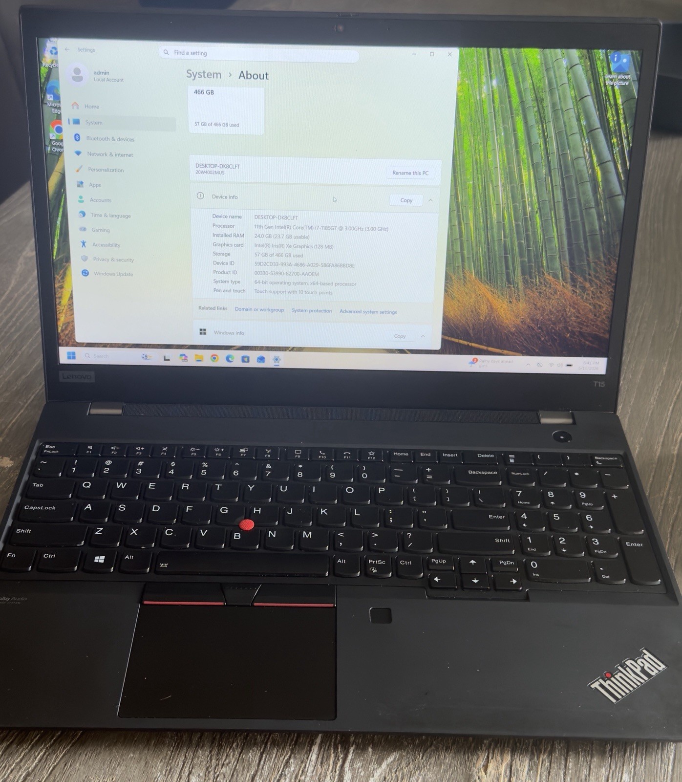 Lenovo ThinkPad T15 Gen 2 Laptop I7-1185G7 3.0GHz 24GB RAM 512GB SSD Win 11 Pro