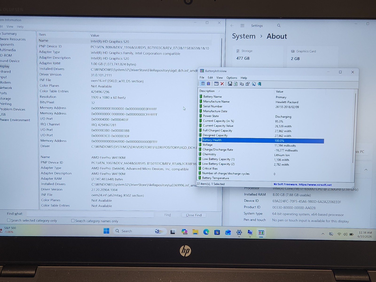 HP ZBOOK 15u G3 Workstation i7-6700HQ @2.60GHz – 8GB RAM – 512GB SSD – W11P