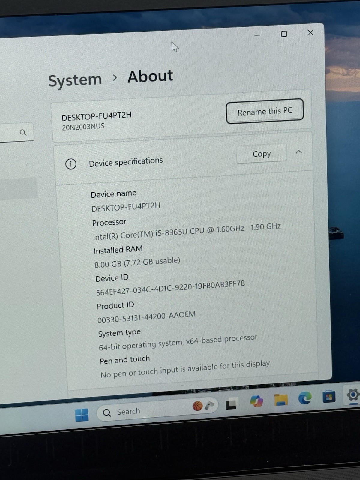 Lenovo ThinkPad T490 14″ FHD i5-8365U 8GB RAM 256GB NVMe Win11P READ