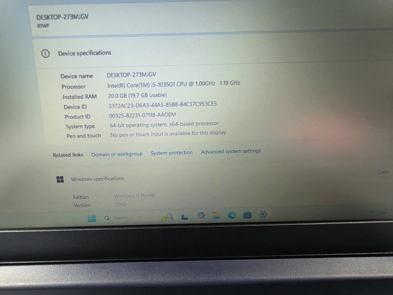 Lenovo IdeaPad 3 17″ Core i5-1035G1 1.00GHz 20GB Ram 500GB SSD Windows 11