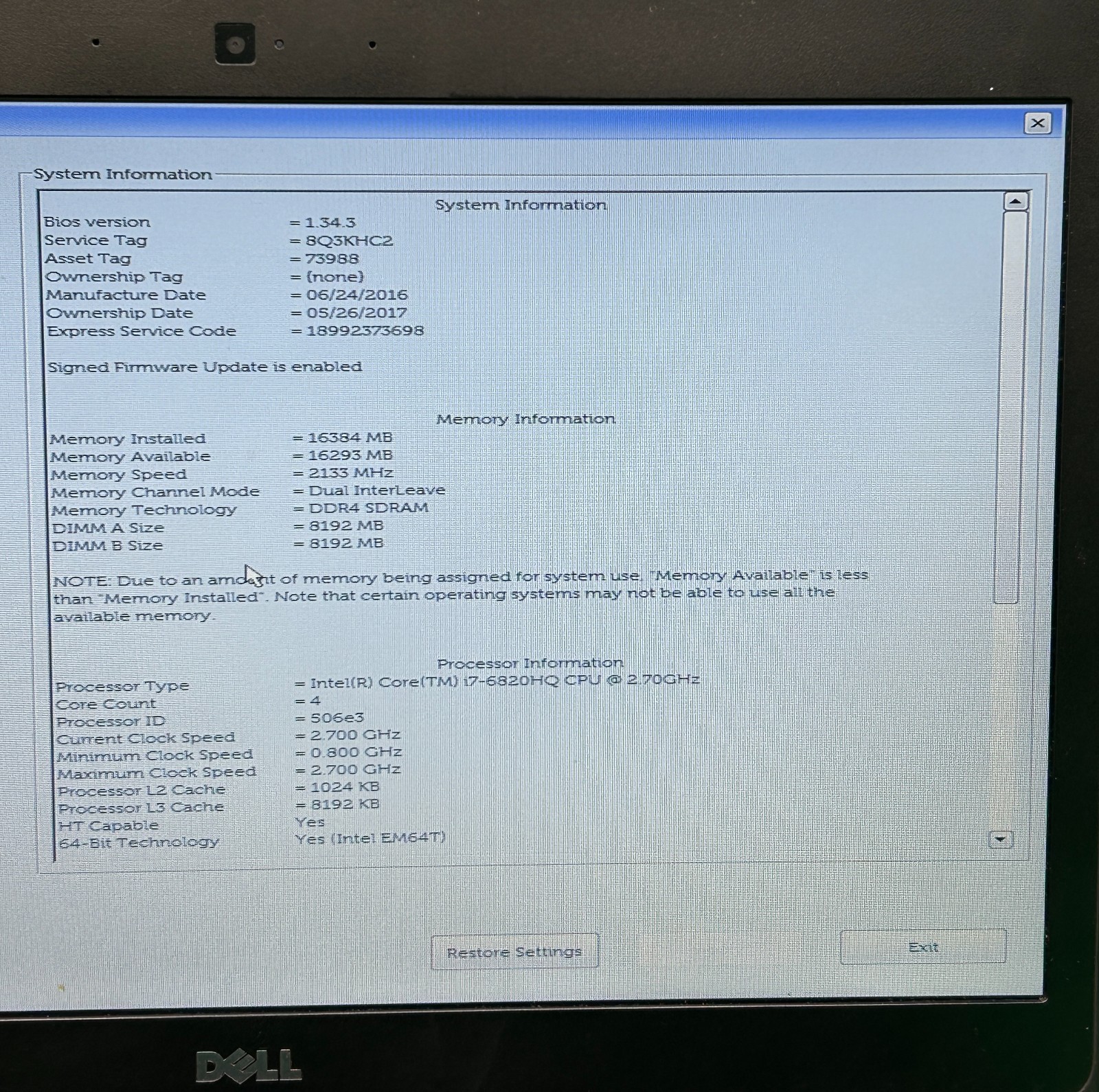 Dell Latitude E5470 14″ Laptop Intel i7-6820HQ 2.70GHz 16 GB RAM Without Storage