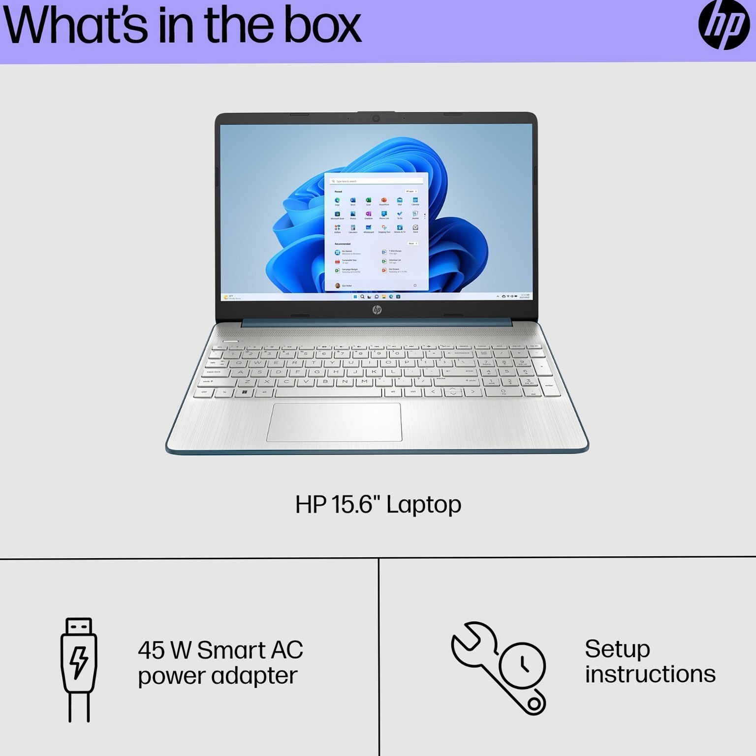 HP 15.6in Laptop Intel Pentium N5030 8GB RAM 256GB SSD Windows 11 Pro Spruce Blu