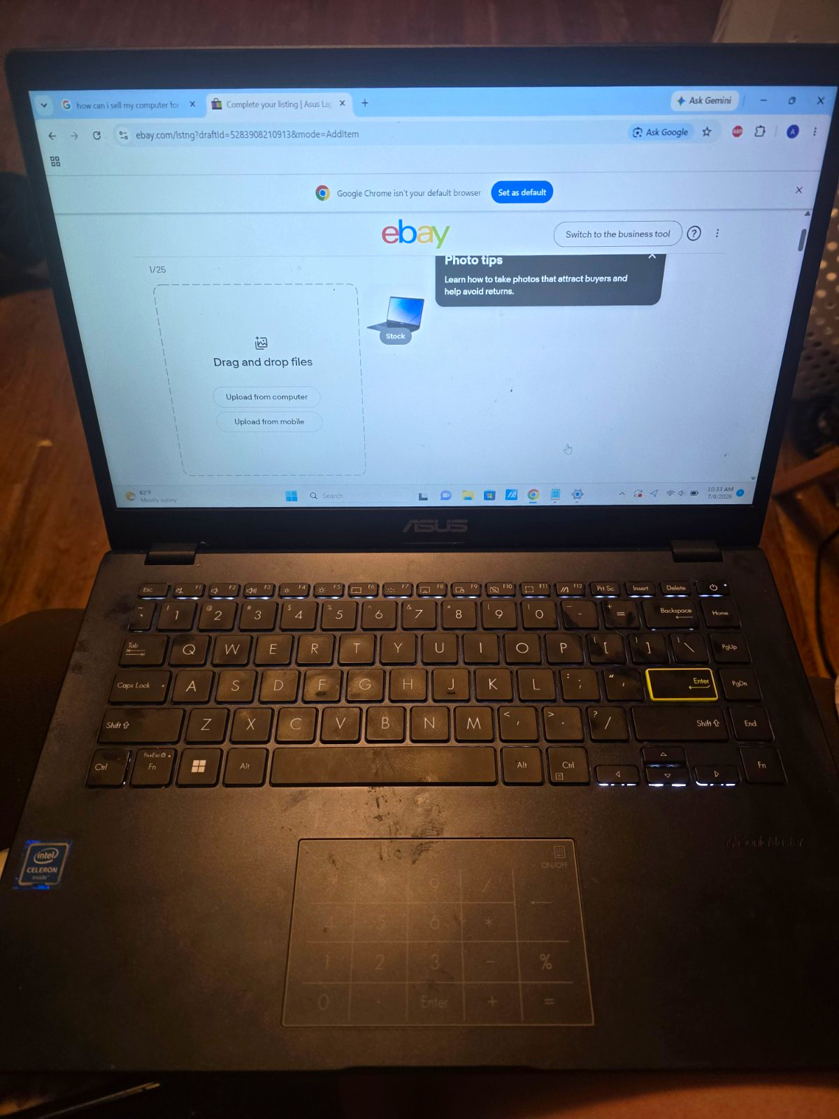 ASUS VivoBook V25 15.6″ Intel Celeron 4GB RAM 128GB SSD Win 11 Black
