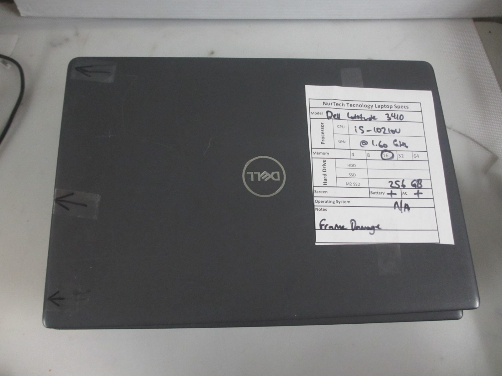 Lot of 4 Dell Latitude 3410 i5-10210U 1.60GHz 16GB 256GB M2SSD NO OS + AC READ