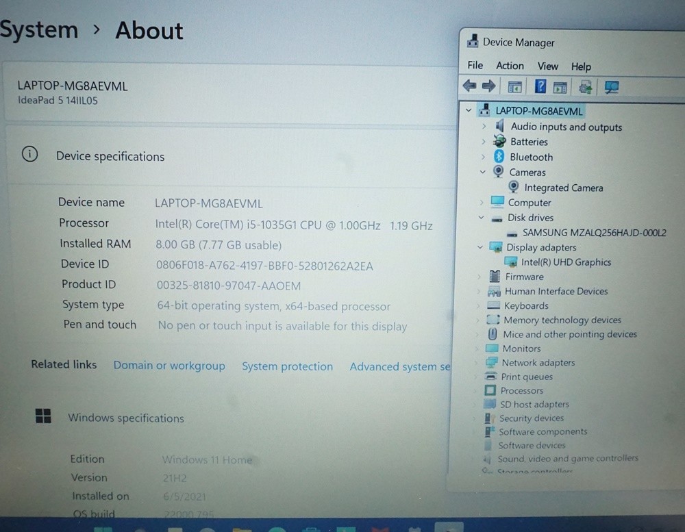 Lenovo IdeaPad 5 14IIL05 14″ FHD i5-1035G1 1GHz 8GB RAM 256GB SSD