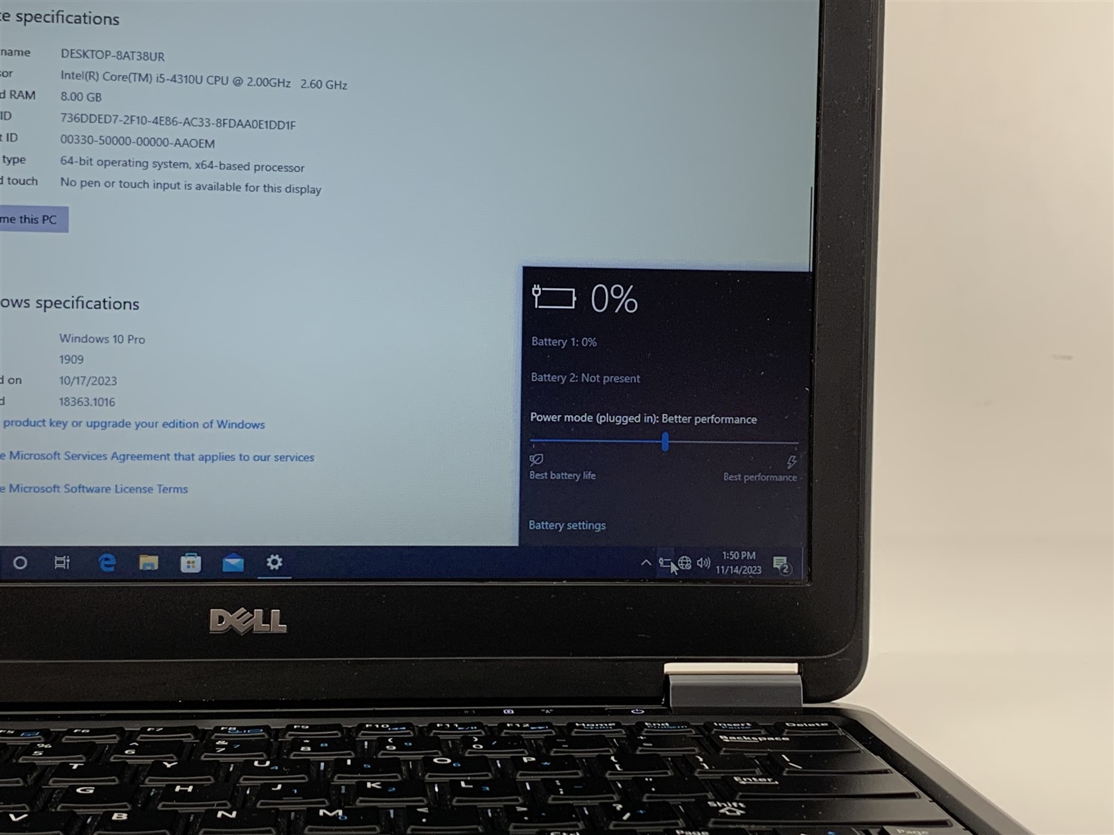 Dell Latitude E7240 Intel Core i5-4310U 2.00GHz 256 SSD 8GB RAM Laptop Win10 Pro