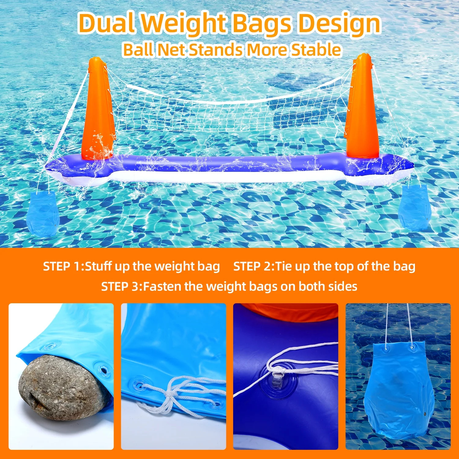 Inflatable Pool Toys, 2-In-1 Swimming Pool Basketball & Volleyball Sets, Floatin