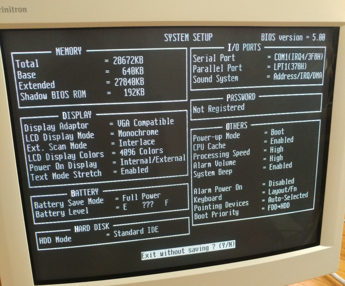 Vintage Toshiba Satellite Pro T2150CDS Intel 486DX4 (enters BIOS setup) 28MB RAM