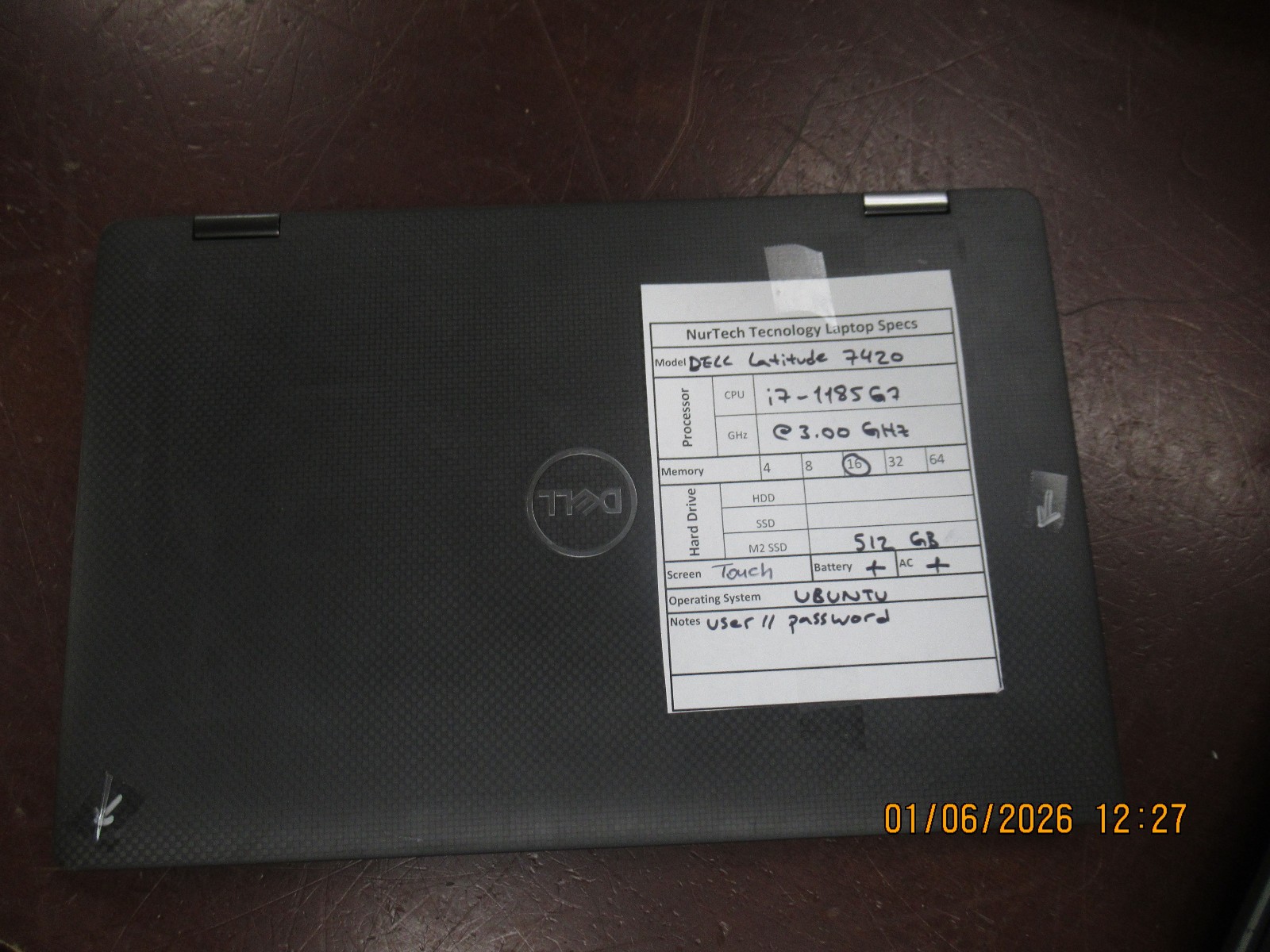 Dell Latitude 7420 i7 1185G7 3.00GHz 16GB 512GB M2SSD 14” Ubuntu Laptop w/ AC @