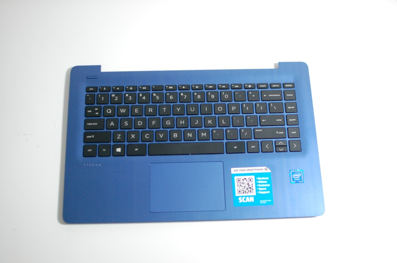 HP Stream Blue 14-cb161wm Palmrest w/ Keyboard, touchpad, and Bottom Cover Case